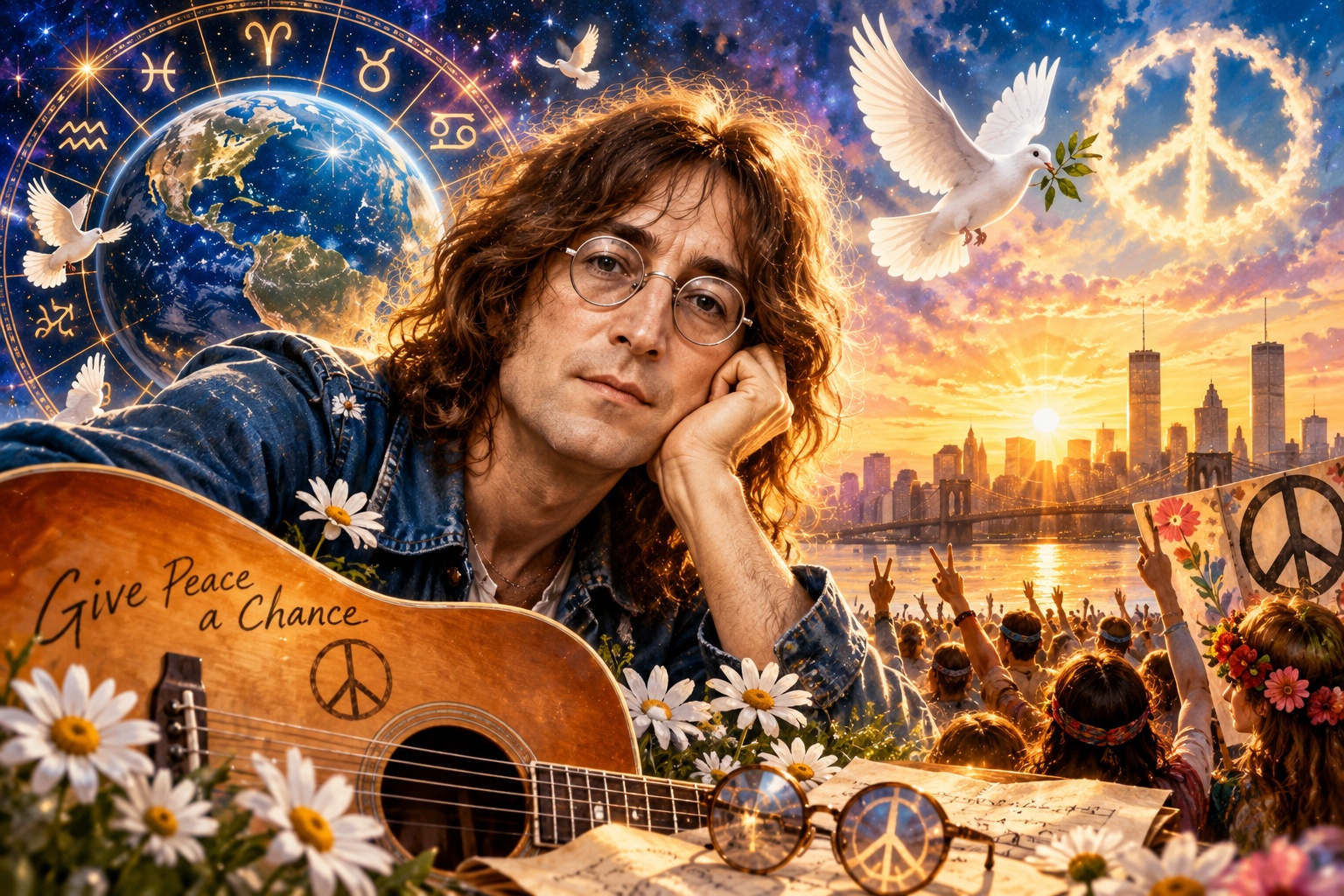 John Lennon a jeho horoskop – ilustrace