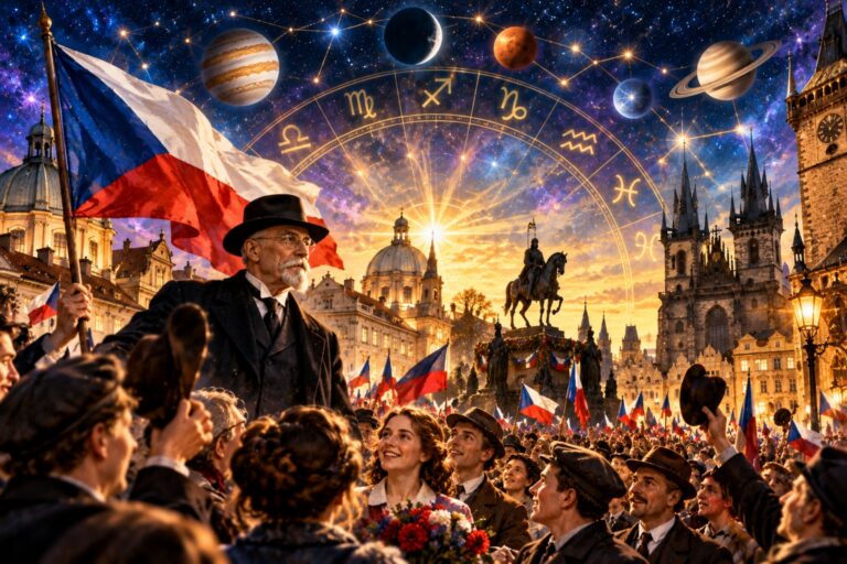 Vznik Československa 28. října 1918 z pohledu astrologie – ilustrace